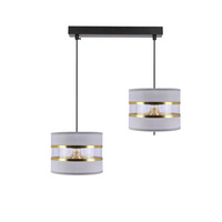 PANDY lampa wisząca czarny 2x40W E27 abażur szary+złoty