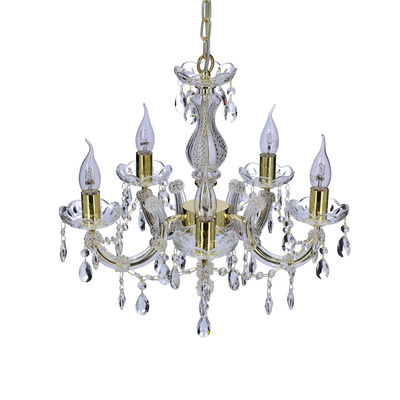 Gold crystal chandelier 5xE14 Maria Teresa Candellux 35-94646