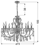 Chrome pendant lamp with crystals chandelier 8x40W Aurora Candellux 38-97579