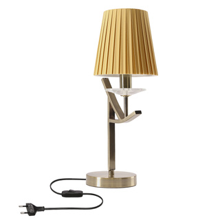 VITORIA lampa stołowa dekoracyjna 1x40W E14 patynowa podstawa miodowy abażur klasyczna elegancka do salonu sypialni gabinetu stolika komody