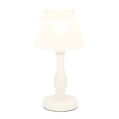 Lampa stołowa nocna biała abażur z organzy 40W E27 Zefir Candellux 41-73815