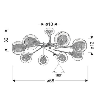 Plafoniera cromată cu abajur din sticlă coș 8x40W E14 Ozzo 38-72283