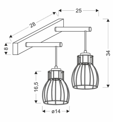 Wall lamp double lampshade basket black / wood E27 Bernita 22-77103