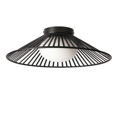 Lampă de tavan Sonte 40 neagră din sârmă cu abajur alb pentru living GX53