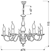 Lampa suspendata crem 8xE14 Bellagio 38-96510