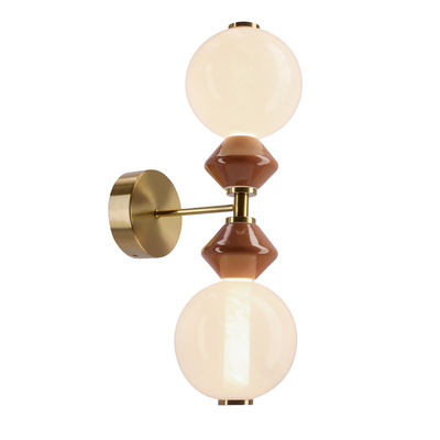 FLORES wall lamp brass and brown 10W LED 4000K white shade