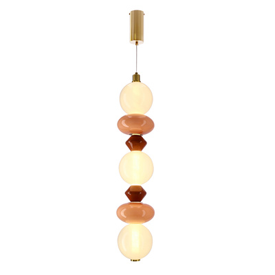 FLORES pendant lamp brass brown orange 20W LED 3000K white shade