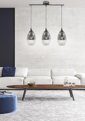 Suspension verre doré réglable 3x60W Celia Candellux 33-51585