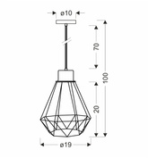 Hanging lamp black + patina with a wire shade Primo 31-00262