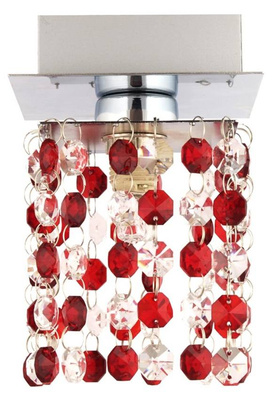 Deckenleuchte Chrom / Rot G9 Classic Kristalle 91-59102