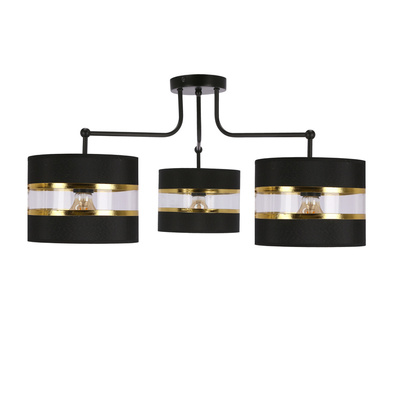 Andy hanging lamp black e27 Black+gold lampshade
