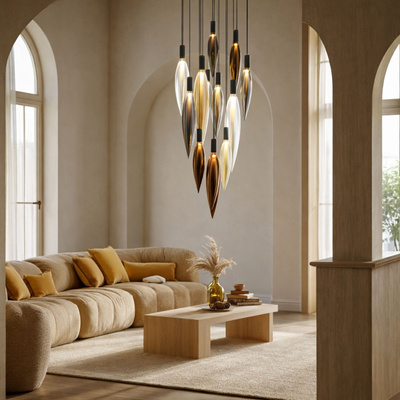 Lampa wisząca Nordic szklane tuby kolorowe do salonu