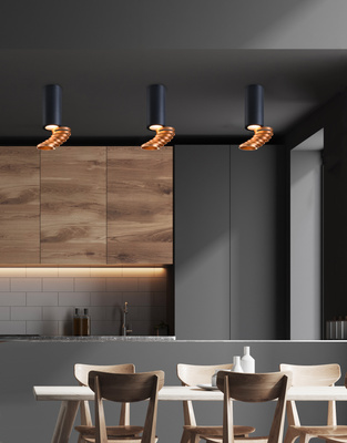 Lampa sufitowa tuba czarno-złota metalowa GU10 natynkowa Candellux