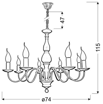 Lampe suspendue crème 8xE14 Bellagio 38-96510