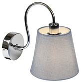 Applique ronde chromée avec abat-jour en tissu gris Luk Candellux 21-70739