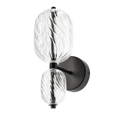 PLAYA Wandleuchte schwarz 10W LED 3000K ovaler klarer Schirm