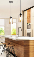 Hanging lamp 1xE27 glass black/brown Bistro 31-00569