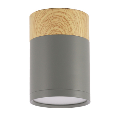 Gray and wooden ceiling lamp 1xGU10 6.8x10cm Tube 2284262
