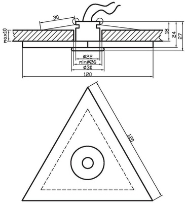 Plafonnier chrome + triangulaire satiné G4 PO-04 2209948