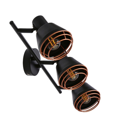 Lampă de perete/plafon abajur cupru negru 3xE14 40W Neria 93-82572