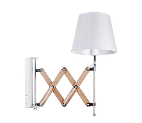 Aplică alb crom / lemn reglabil 40W E27 Mito Candellux 21-75437