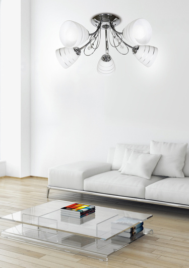 Chrome ceiling lamp with crystals 5x40W Simpli Candellux 35-63854