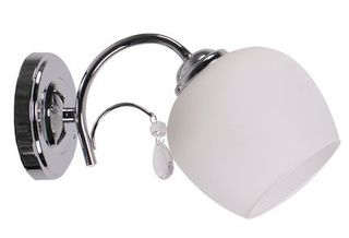 Applique murale en verre chromé abat-jour blanc avec cristal 40W Zachera Candellux 21-76984