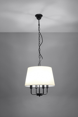 Lampa wisząca z abażurem Pasteri klasyczna czarno‑beżowa 4‑punktowa