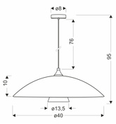DUETTO lampa wisząca satynna nikiel 1x40W E27 klosz biały+białe paski