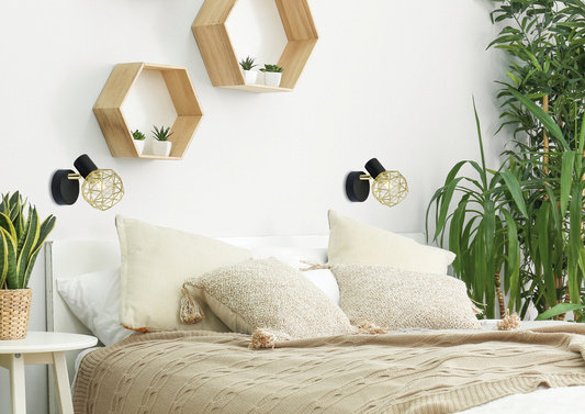 Wall lamp black single lampshade gold Acrobat 91-66329