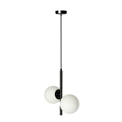 Duo lampa wisząca czarny 2x15W E14 klosz biały