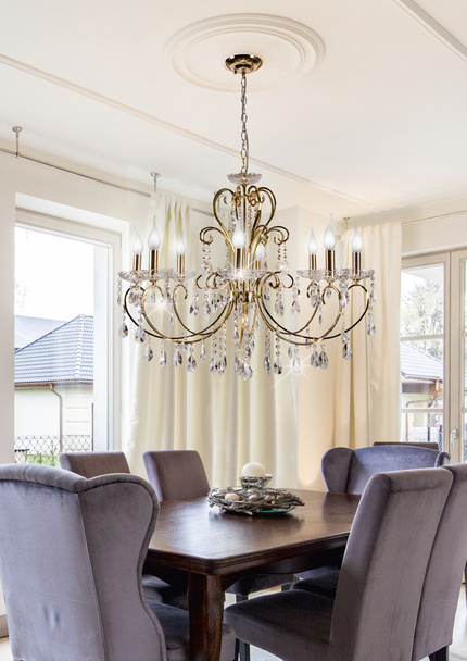 Lustre en cristal doré 73cm 8xE14 AURORA 38-98644