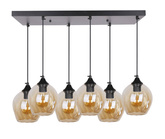 Glass hanging lamp black / brown 6xE27 Aspa 36-00620