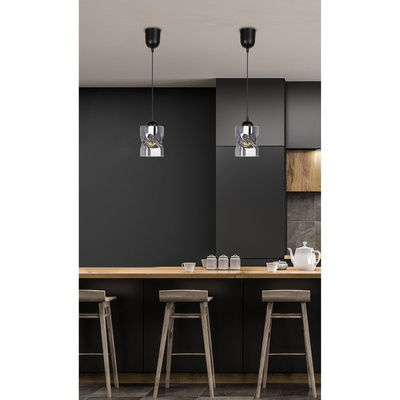 Lampă suspendată din sticlă neagră/fumă Felis 31-00118