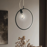 Pendant lamp SKIROS black ring minimalist ring shaped LED lamp 4000K with E27