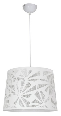 Lampa wisząca z abażurem Orlando biała metalowa do salonu