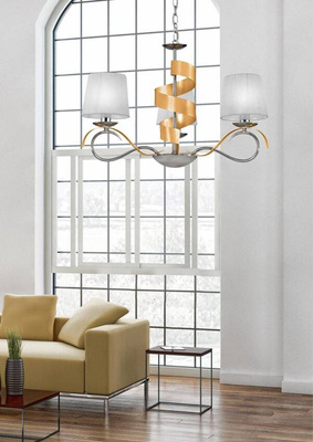 Hängelampe Chrom / Gold Kronleuchter 3x40W E14 Denis Candellux 33-23421