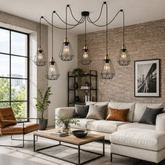 Hanging lamp black and gold 6 Primo P 36-00316