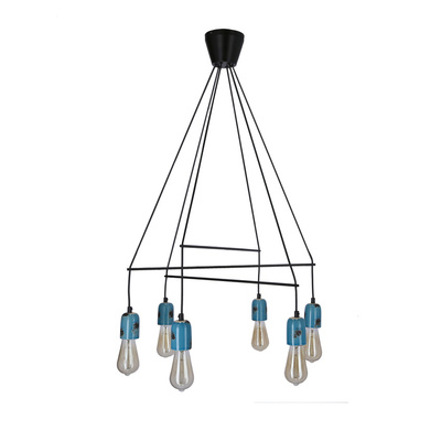 Lampa wisząca Vider metalowa 6-punktowa nad stół do jadalni czarna