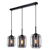 Jonera lampa wisząca czarny 3x40 E27 klosz dymiony 33-08435