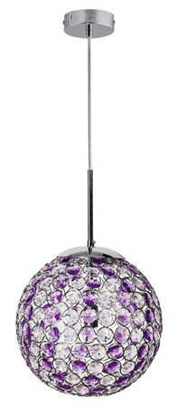 Lampa wisząca Starlet kula kryształowa fioletowy chrom 10xE27 do salonu