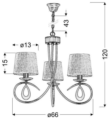 Suspension chrome / abat-jour tissé blanc 3x40W Arnika Candellux 33-21663