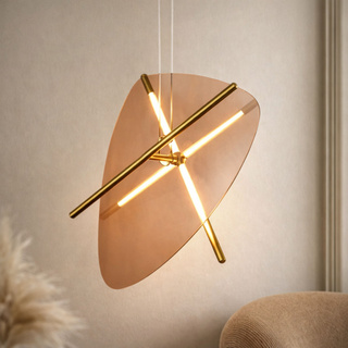 RELAX pendant lamp brass 15W LED 3000K amber shade