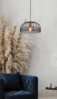 Lampe suspendue en métal noir réglable 40W E27 Levi 31-78469