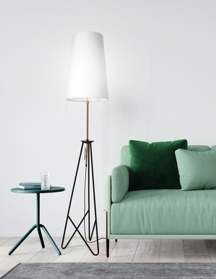 Lampa de podea TAFLO aur negru 1xE27 alb abajur 51-07322