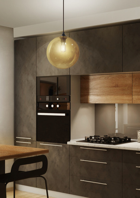 Hängelampe Glaskugel braun + Edison-Glühbirne 31-28259