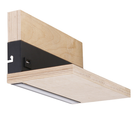 Anet-Lampe aus Holz + schwarze Wandlampe mit Regal 4000k