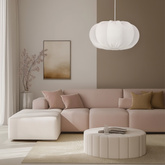 Lampa wisząca CAFEE' skandynawska - z abażurem kremowym latte 52 cm - minimalistyczne oświetlenie sufitowe w stylu japandi E27