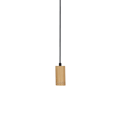 Lampa wisząca tuba Tubo drewniana brązowa pojedyncza GU10 regulowana wysokość