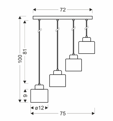 ALORA lampa wisząca czarny 4x60W E27 klosz biały